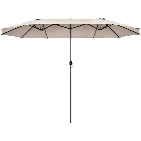 Biotree 15 Feet Patio Double-Sided Umbrella with Hand-Crank System-Beige Multi-color - Outdoor Patio Garden Sun Shade