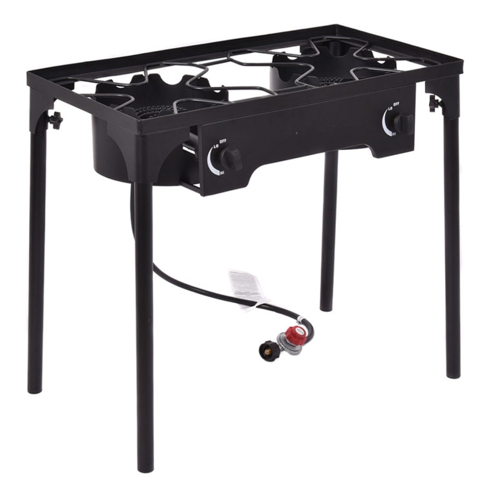 Biotree 150000 BTU Double Burner Outdoor Stove BBQ Grill for Outdoor Camping Backyard Patio Cooking, Black