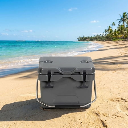 Biotree Hard Cooler 16 Quart Insulated Portable Ice Chest with 24-Can Capacity and 2 Cup Holders for Camping and Fishing, Gray