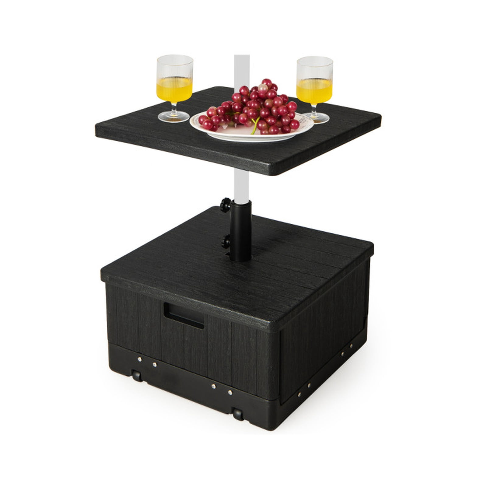 Biotree 175 LBS Outdoor Fillable Umbrella Base with Table Tray-Black - Heavy Duty Outdoor Patio Stand