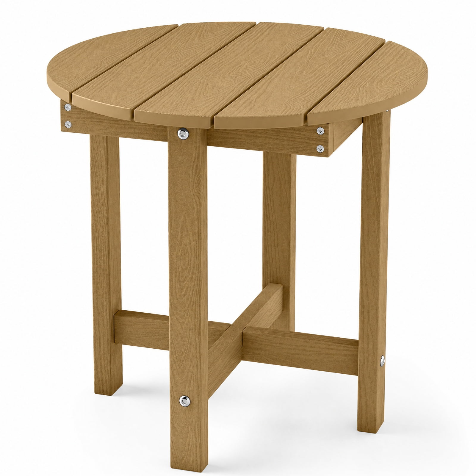 Biotree 18 Inch Adirondack Side Table, All-Weather HIPS Outdoor End Table with Slatted Wood-Grain Top and Stable Base for Garden Porch Deck, Coffee