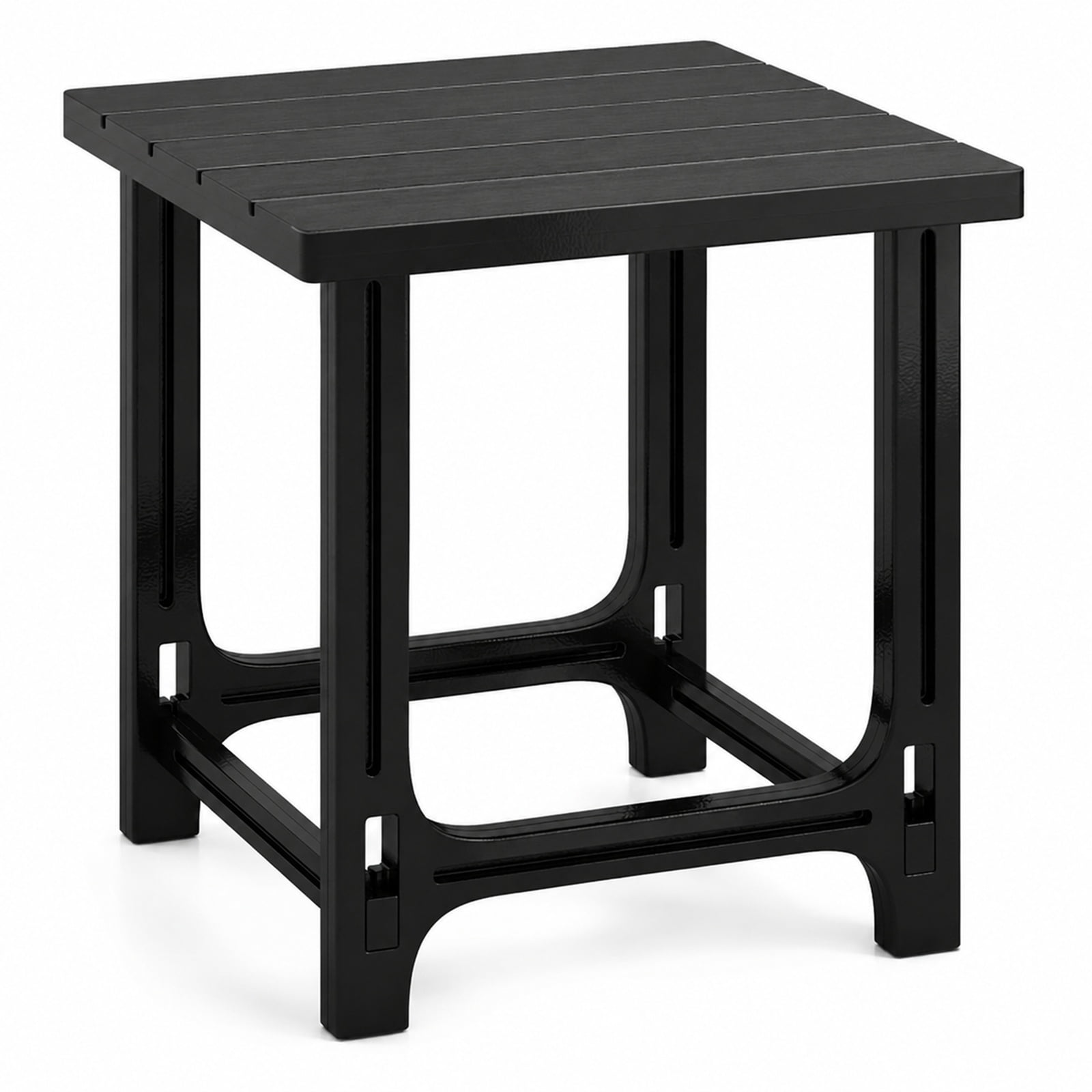 Biotree 18 Inch Outdoor Adirondack Side Table, Weatherproof HDPE Slatted End Table with Snap-Fit Build and 315 lbs Capacity, Black