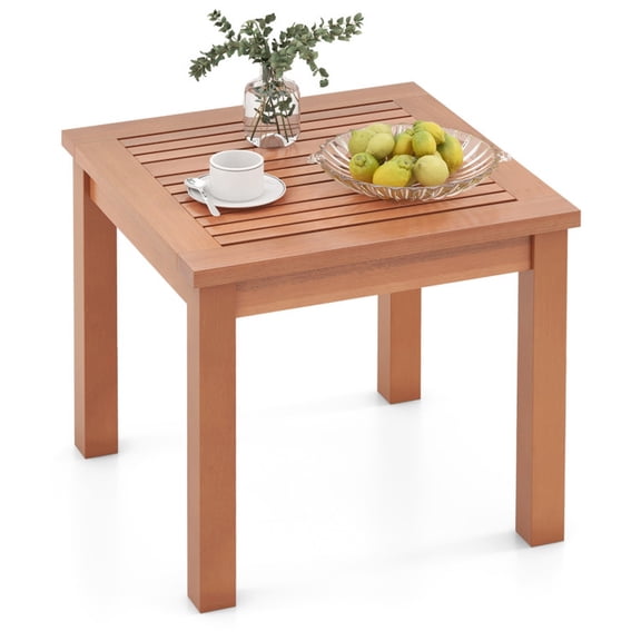 Biotree 18 Inch Square End Outdoor Adirondack Side Table with Slatted Tabletop, Orange