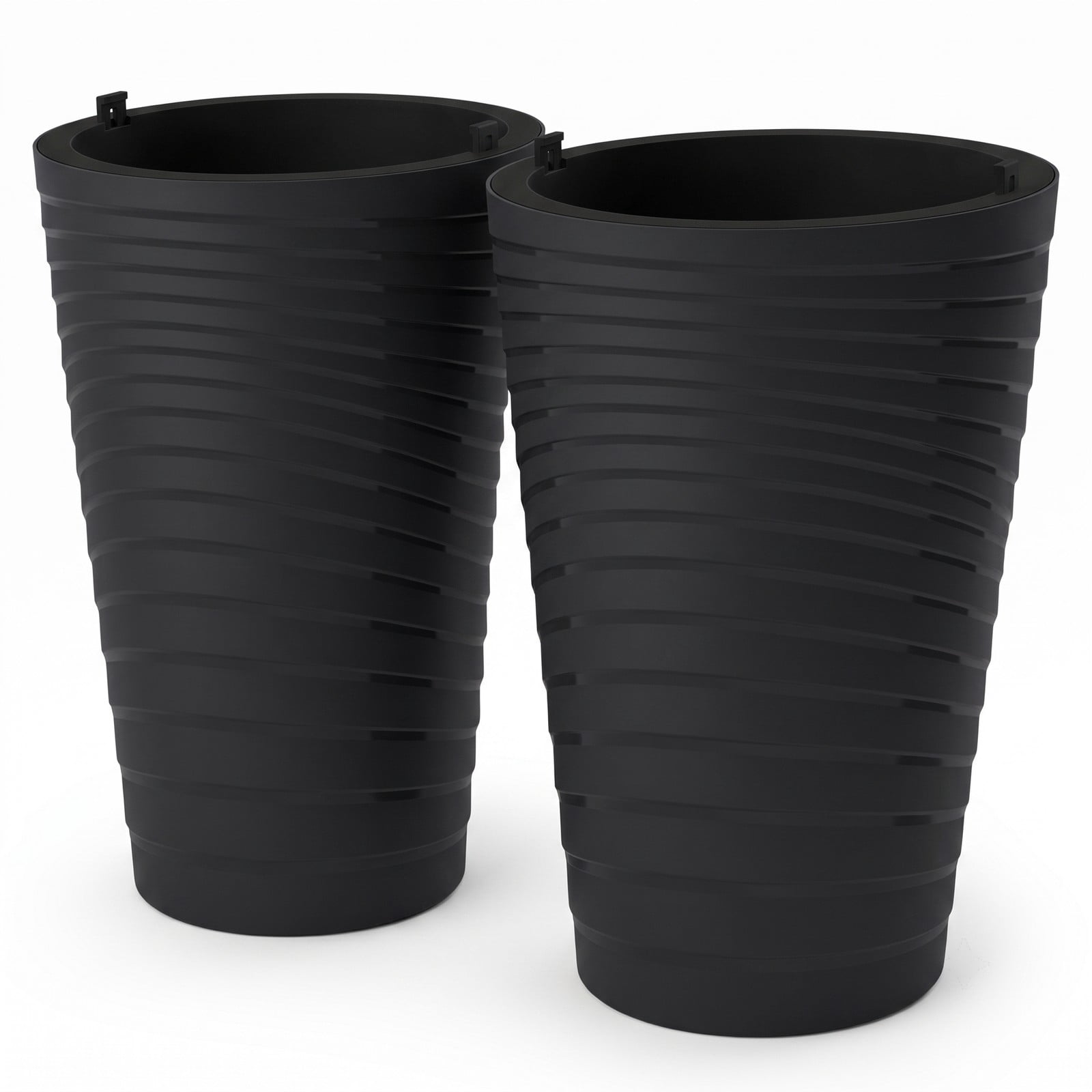 Biotree 18 Inch Tall Flower Pot Set of 2, PP Plastic Planters with Insert Bucket and Handle Design, Drainage Holes for Indoor Outdoor Patio Garden, Black