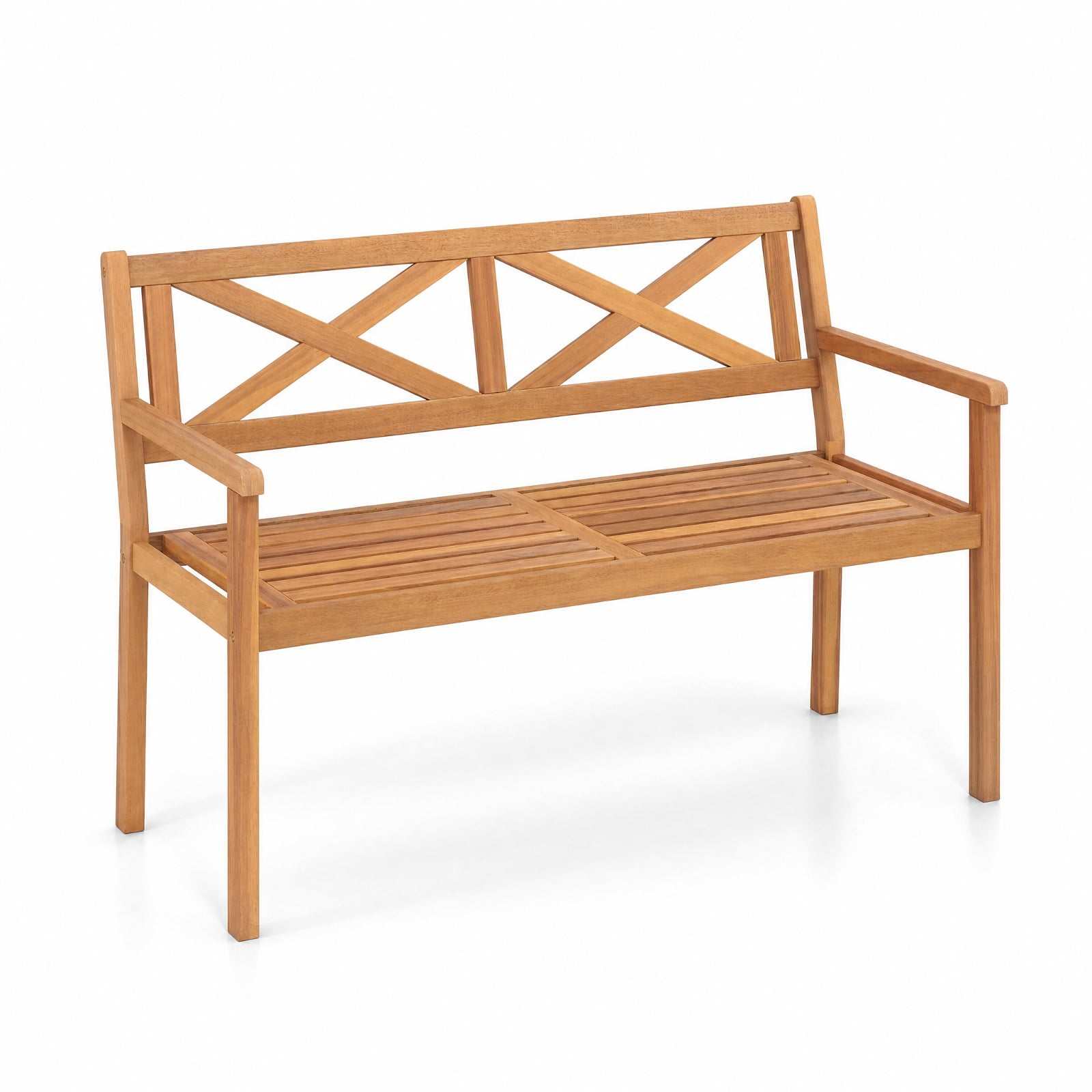 Biotree 2-Person Acacia Wood Garden Chair with Armrests and Backrest for Backyard, Teak