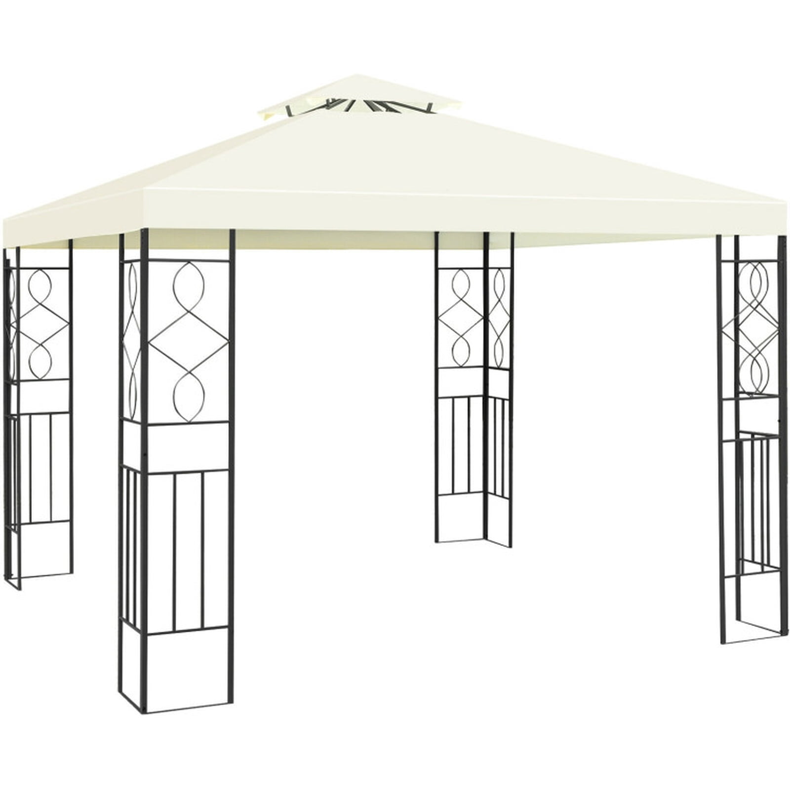 Biotree 2 Tiers 10 x 10 Feet Patio Gazebo Canopy Tent Beige - Outdoor Patio Backyard Garden Shade Canopy Shelter