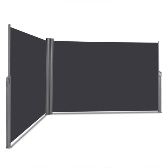 Biotree 237 x 63 Inch Patio Retractable Double Folding Side Awning Screen Divider for Patio Deck Door Window Sun Rain Protection, Dark Gray