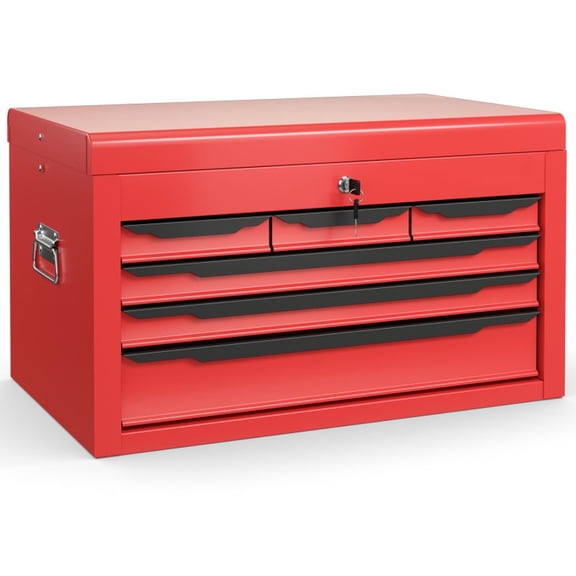 Biotree 24 Inch Tool Chest 6 Drawers Top Storage 120 lbs Garage Repair Shop - Red