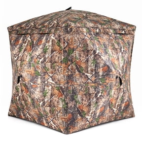 Biotree 270 Degree See Through Hunting Blind Tent with Silent Magnetic Door Pop Up Ground Blind for Deer Turkey, Camouflage