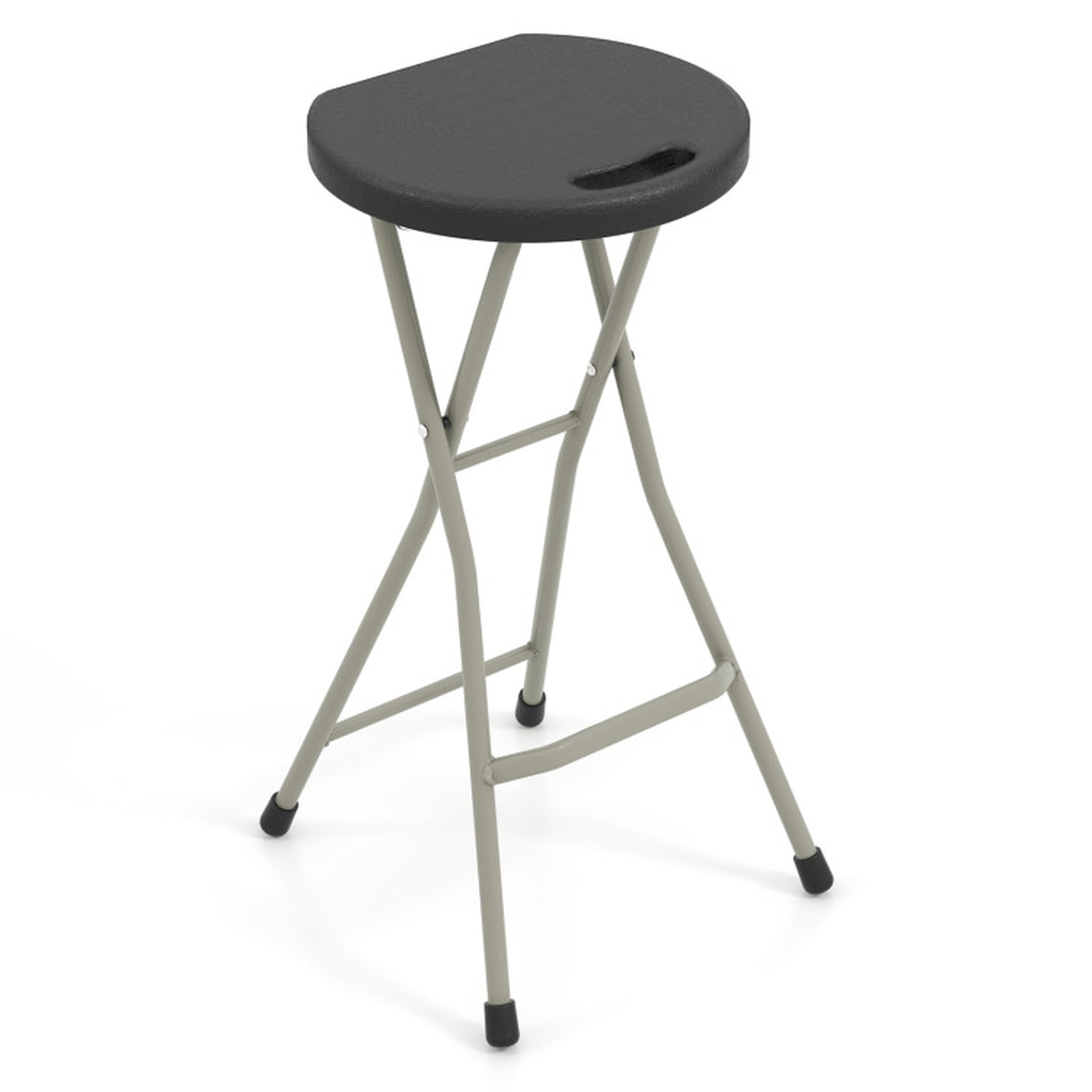 Biotree 28 Inch Portable Folding Stools with 330lbs Limited Sturdy Frame Stackable Patio Chair for Garden Backyard, Black