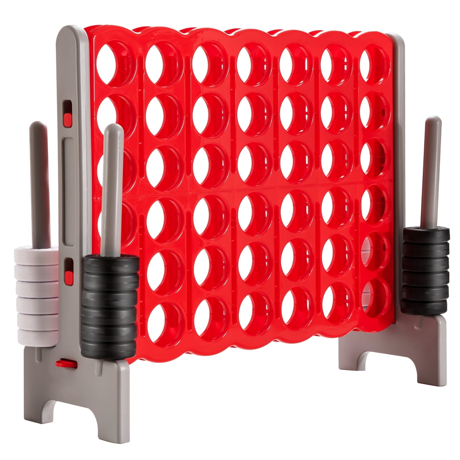 Redsmile 3.5 Feet Tall Jumbo 4 to Score Giant Game Set with 42 Jumbo Rings-Red Multicolor - Outdoor Backyard Lawn Party Game for Kids Adults