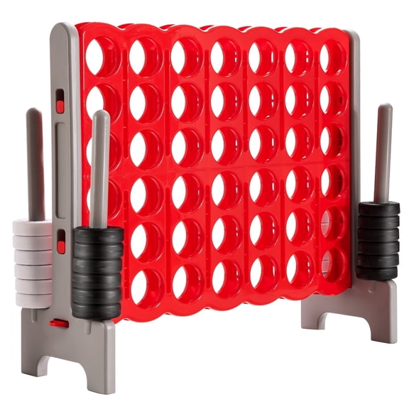 Redsmile 3.5 Feet Tall Jumbo 4 to Score Giant Game Set with 42 Jumbo Rings-Red Multicolor - Outdoor Backyard Lawn Party Game for Kids Adults