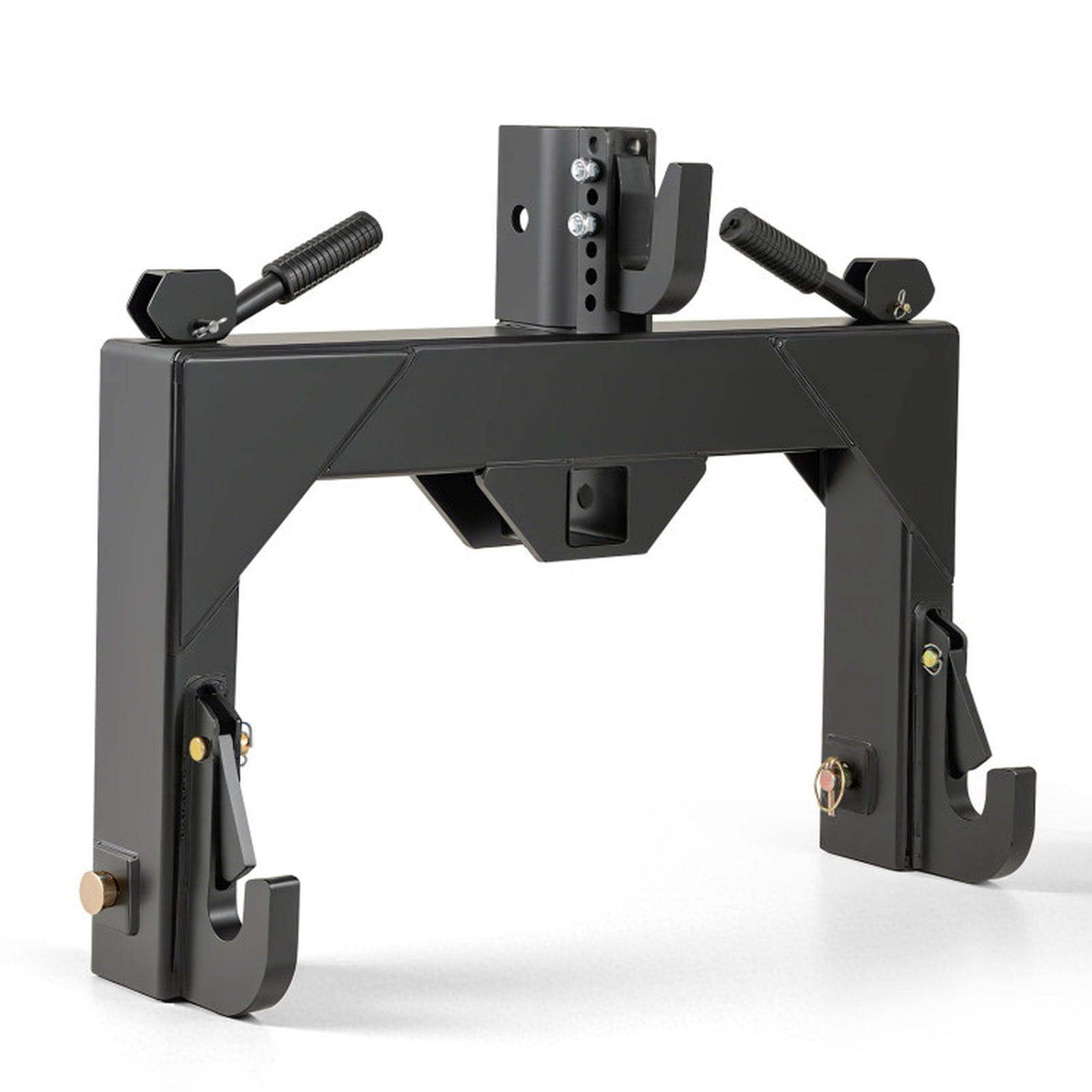 Biotree 3-Point Quick Hitch 3000 LBS, Category 1 Tractor Hitch with 5-Level Adjustable Top Hook and 2" Receiver for Farm Implements, Black Orange