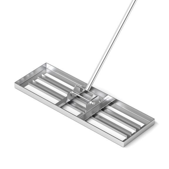 Biotree 30 x 10 Inch Lawn Leveling Rake with Ergonomic Handle for Lawn Garden Yard Soil Care, Silver