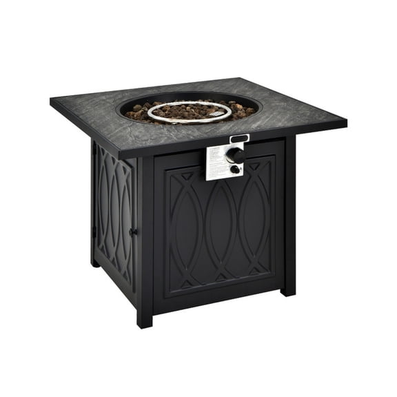 Biotree 32 Inch Propane Fire Pit Table Square Tabletop with Lava Rocks Cover 50000 BTU for Outdoor Patio Backyard Garden Camping, Black