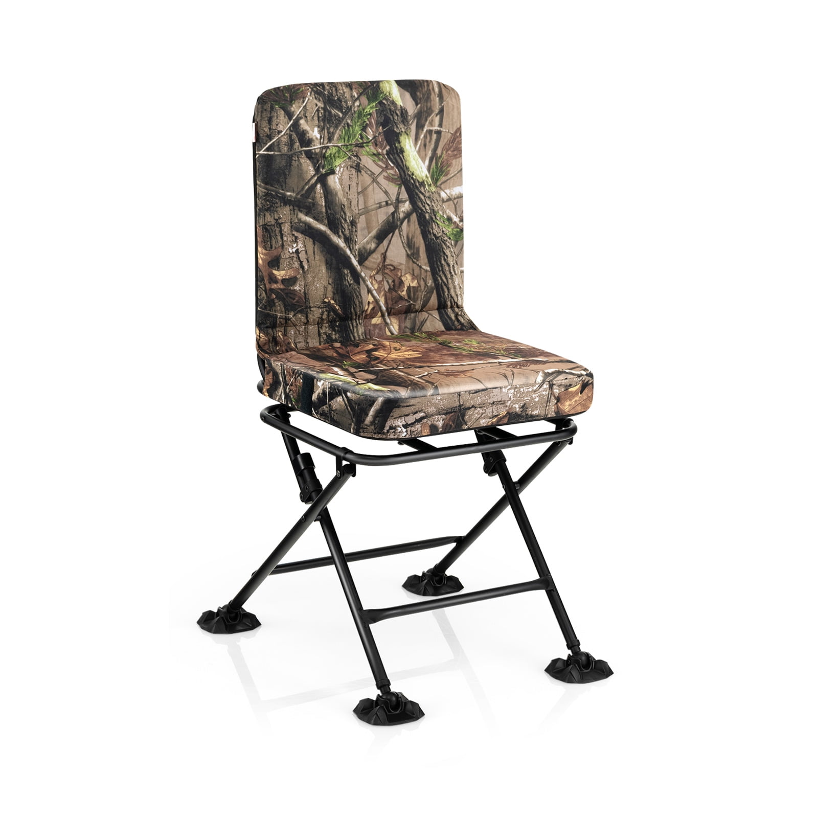 Biotree 360 Degree Swivel Folding Outdoor Chair with Padded Cushion and Adjustable Duck Feet for Hunting Camping Fishing, Camouflage
