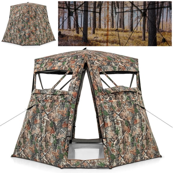 Biotree 360 One Way See Through Ground Hunting Blind for Deer and Turkey Hunting, Camouflage