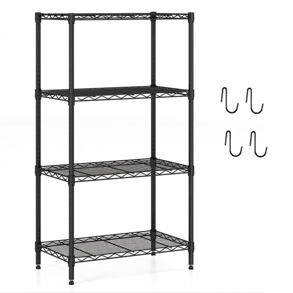 Biotree 4-Tier Metal Storage Shelving Unit with V-Shaped Wire Rack, 600 LBS Capacity Garage Shelves Utility Rack for Kitchen Pantry Basement Laundry Office, Black