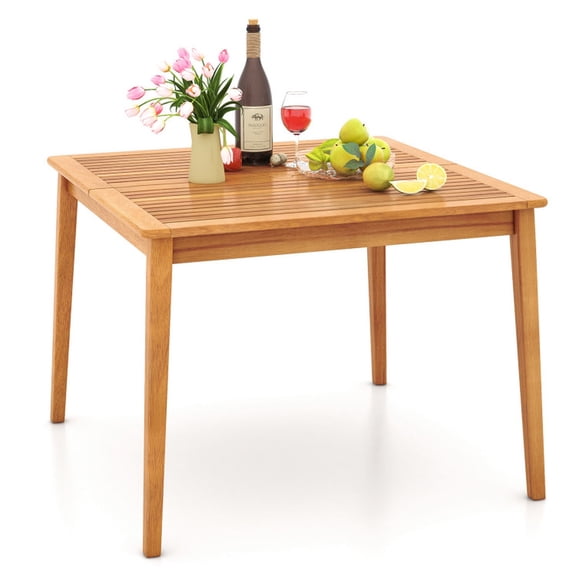 Biotree 40 Inch Acacia Wood Dining Square Bistro Table with 1.96 Inch Umbrella Hole, Natural
