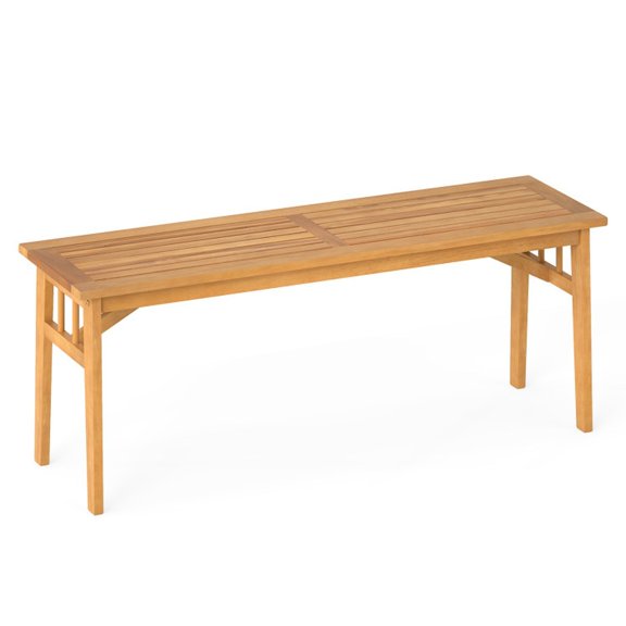 Biotree 48 Inches Acacia Wood Bench with Breathable Slat Seat and Stable Triangular Structure-1, Natural