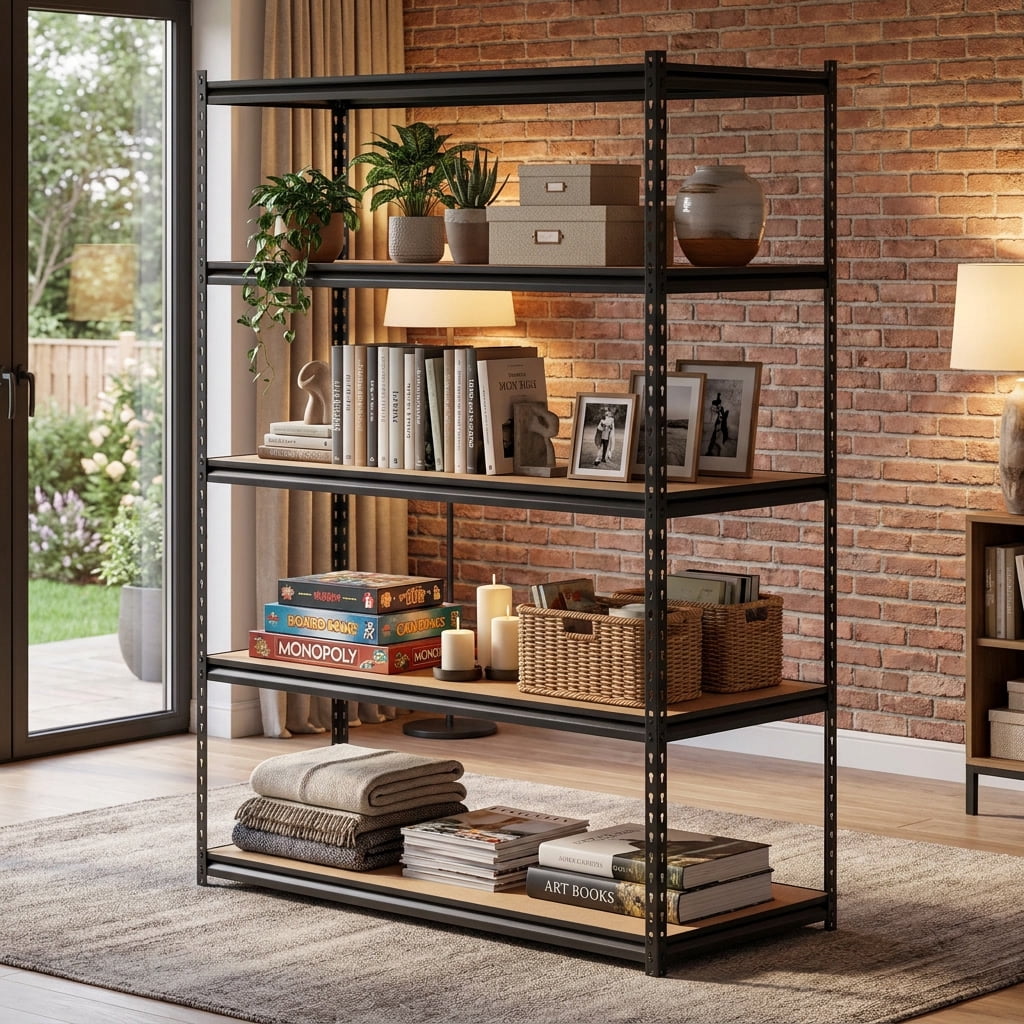 Biotree 5-Tier Metal Shelving Unit 2200 lbs Capacity with Adjustable Shelves 30" × 12" × 60" for Warehouse Basement, Black