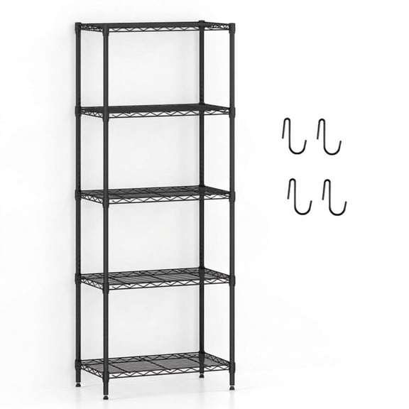Biotree 5-Tier Metal Storage Shelving Unit with V-Shaped Wire Rack, 750 LBS Capacity Heavy Duty Garage Shelves Utility Rack for Basement Warehouse Pantry, Black