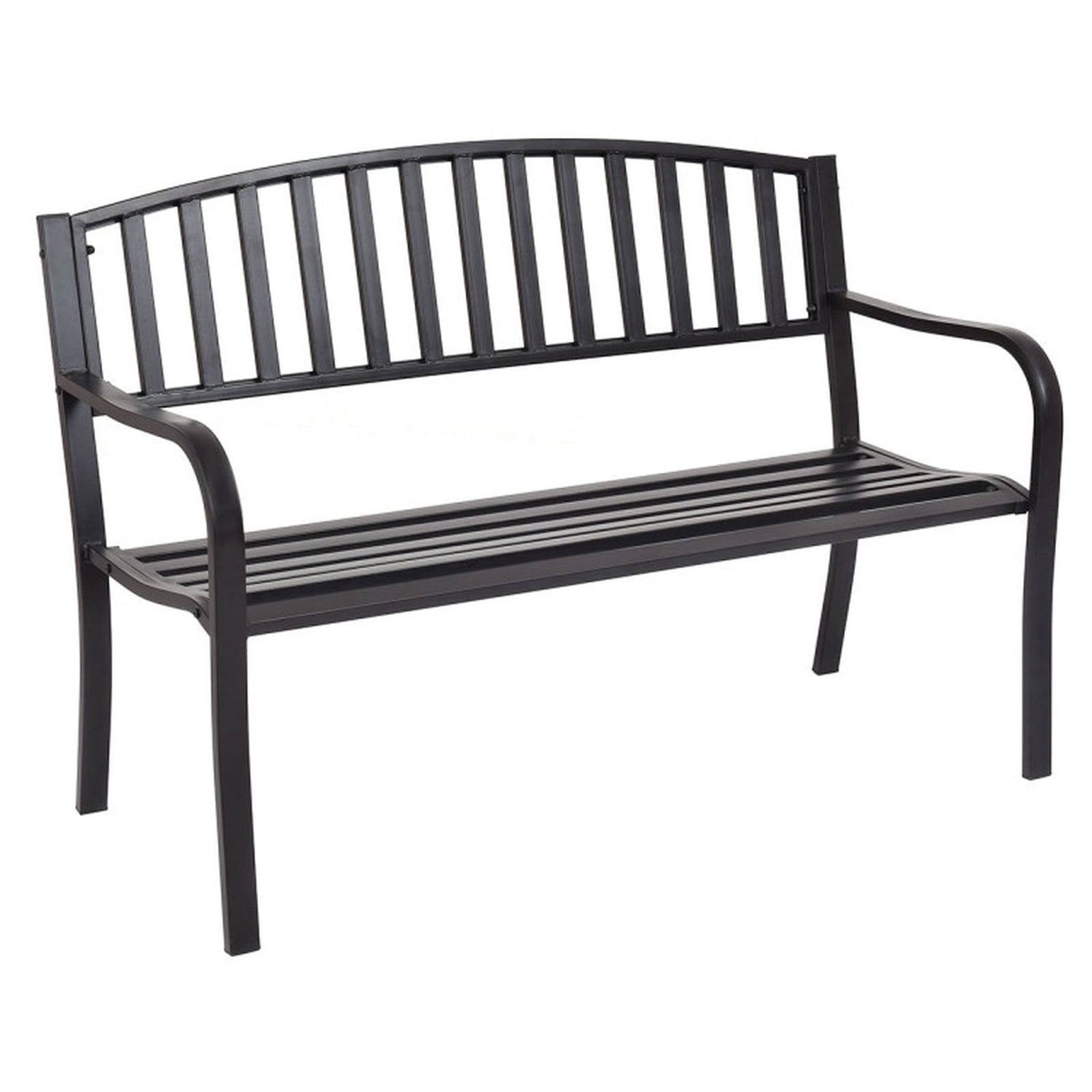 Biotree 50 Inch Outdoor Bench Patio Garden Bench Loveseat with Steel Frame for Garden Backyard Porch, Black