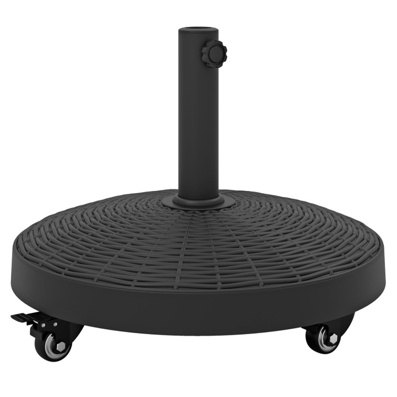 Biotree 50 LBS Patio Wicker Style Resin Umbrella Base Stand Heavy Duty with Wheels Black - Heavy Duty Outdoor Patio Stand
