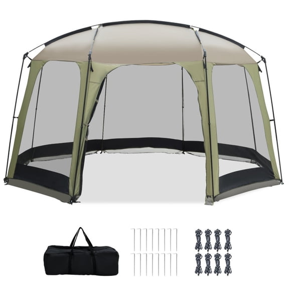 Biotree 6 8 Person Netted Canopy Tent with Zippered Door, Green