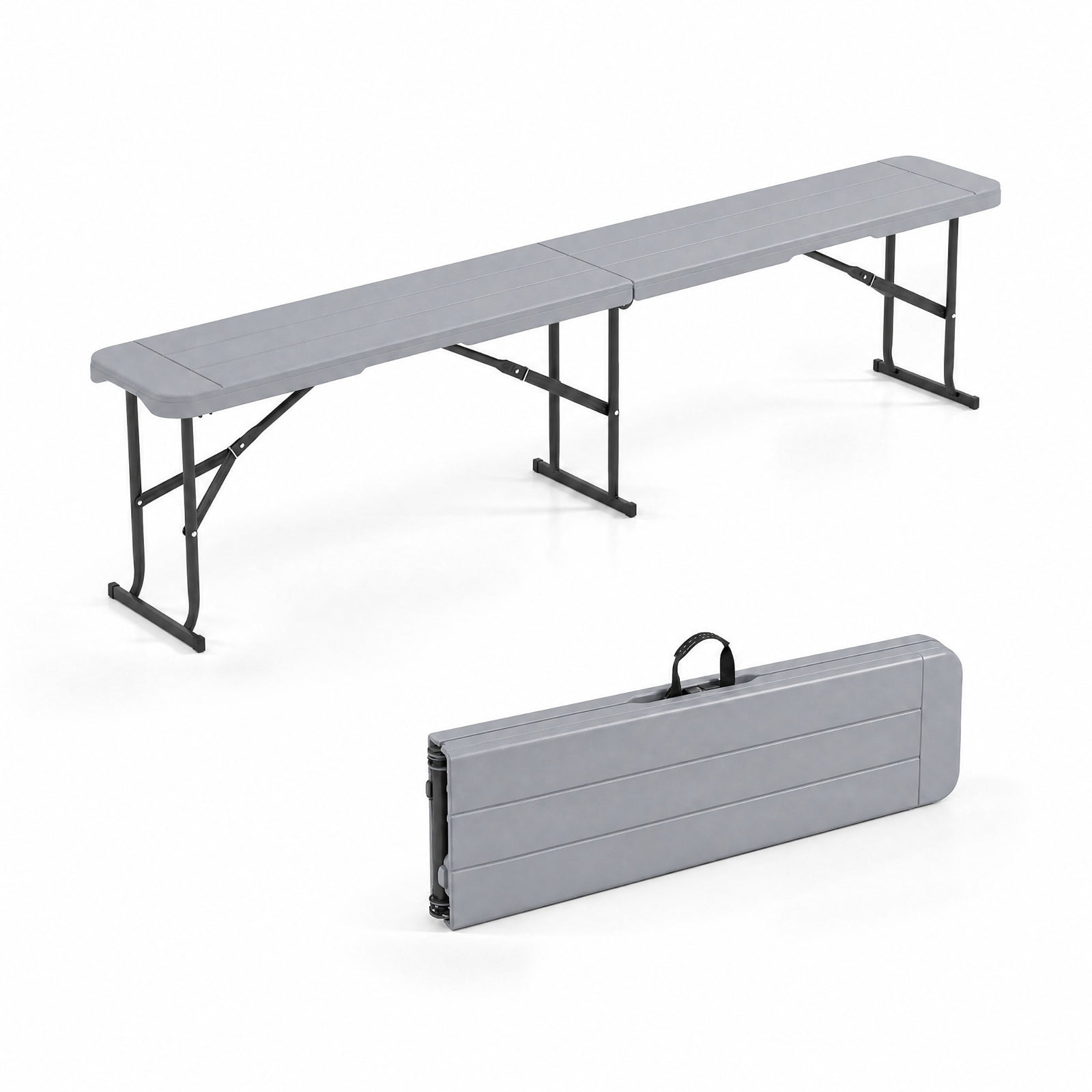 Biotree 6 Feet Folding Bench Portable Seat for Backyard Party 17" x 72" for Picnic Camping Dining, Gray