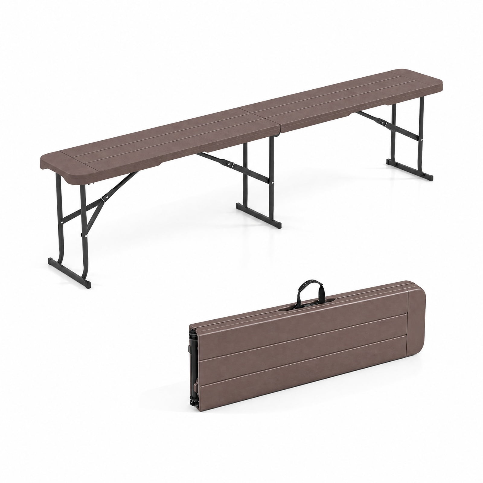 Biotree 6 Feet Folding Bench for Picnic Camping Dining 17" x 72" Portable Seat for Backyard Party, Coffee