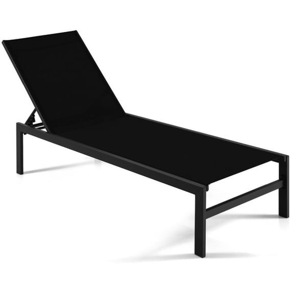 Biotree 6-Position Chaise Lounge Chairs with Rustproof Aluminium Frame Stackable Patio Chair for Garden Backyard, Black