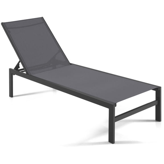 Biotree 6-Position Chaise Lounge Chairs with Rustproof Aluminium Frame Stackable Patio Chair for Garden Backyard, Gray