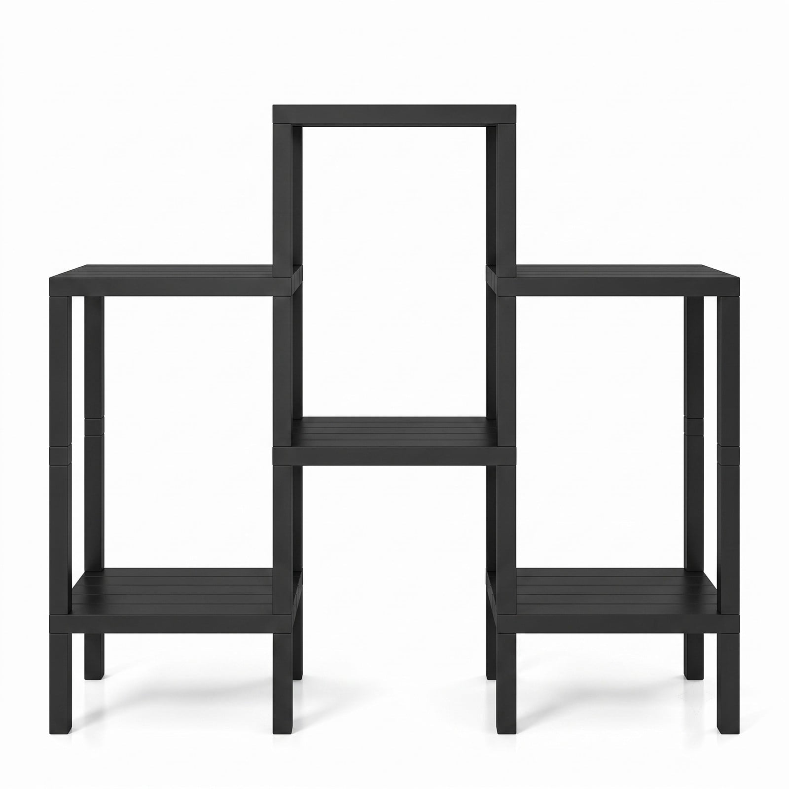 Biotree 6-Tier Plastic Modular Storage Shelves, Freestanding Open Shelving Rack Organizer for Living Room, Kitchen, Bathroom and Garage, Tool-Free Assembly, Black