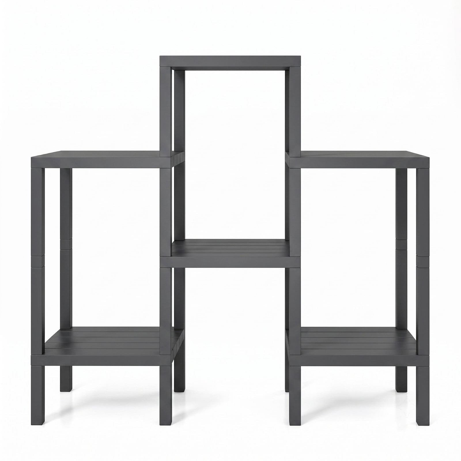 Biotree 6-Tier Plastic Modular Storage Shelves, Freestanding Open Shelving Rack Organizer for Living Room, Kitchen, Bathroom and Garage, Tool-Free Assembly, Gray
