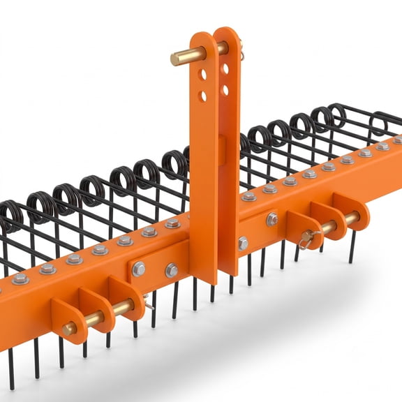 Biotree 72 Inch Pine Straw Rake with 30 Metal Coil Tines, Heavy Duty Landscape Grass Rake for Lawn Yard Garden Debris Cleanup, Black & Orange