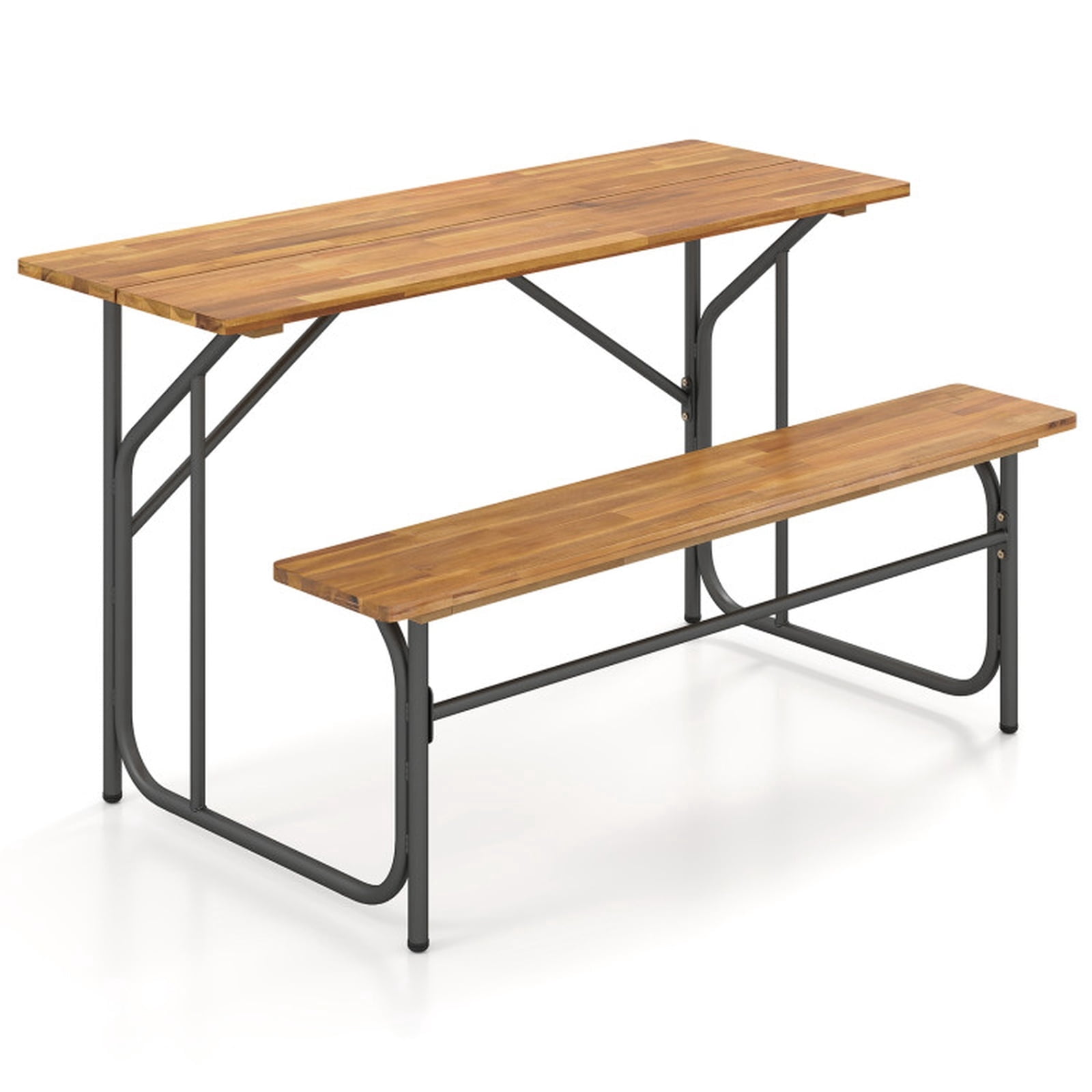 Biotree Acacia Wood Patio Picnic Table and Bench Set for 2 People One-Side Outdoor Table for Garden Deck and Backyard Dining, Black