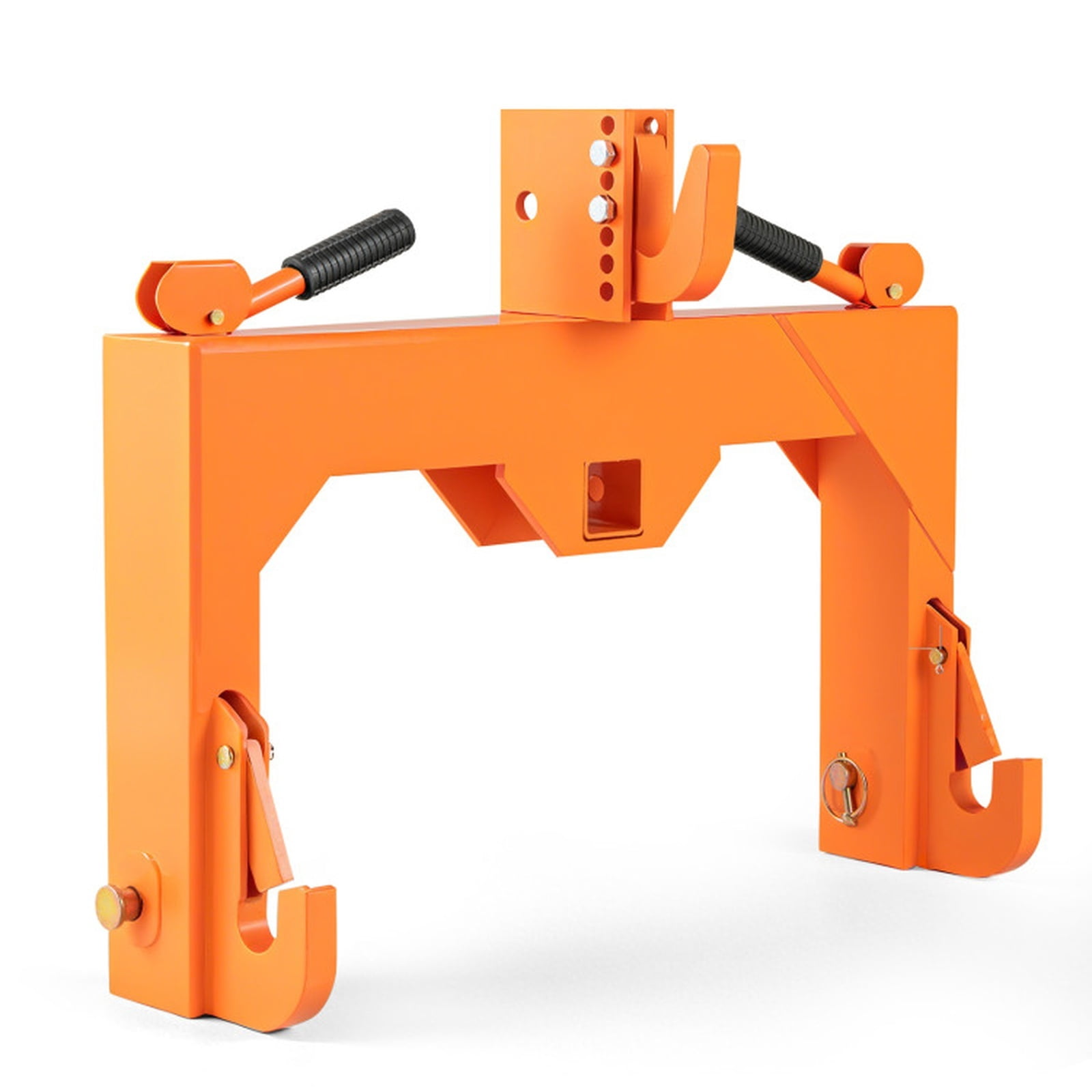 Biotree Category 1 3-Point Quick Hitch 3000 LBS, No-Weld Tractor Hitch with 5-Level Top Hook and 2" Receiver for Farm Attachments, Black Orange