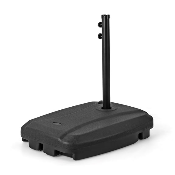 Biotree Fillable Universal Offset Umbrella Base with Cross Base and Wheels-Black Hanging Deck Garden