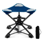Biotree Folding 360 Degree Swivel Camping Stool with Anti-Sink Feet Portable Hunting Chair with Carry Bag for Outdoor, Blue