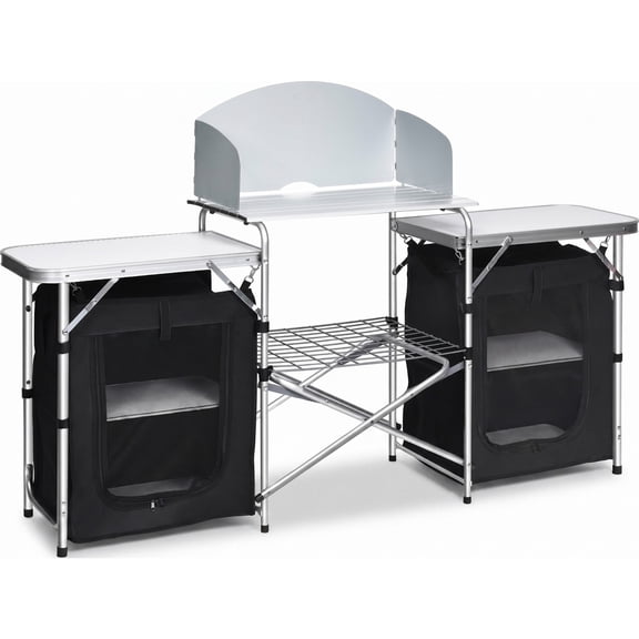 Biotree Folding Camping Table with Storage Organizer, Black