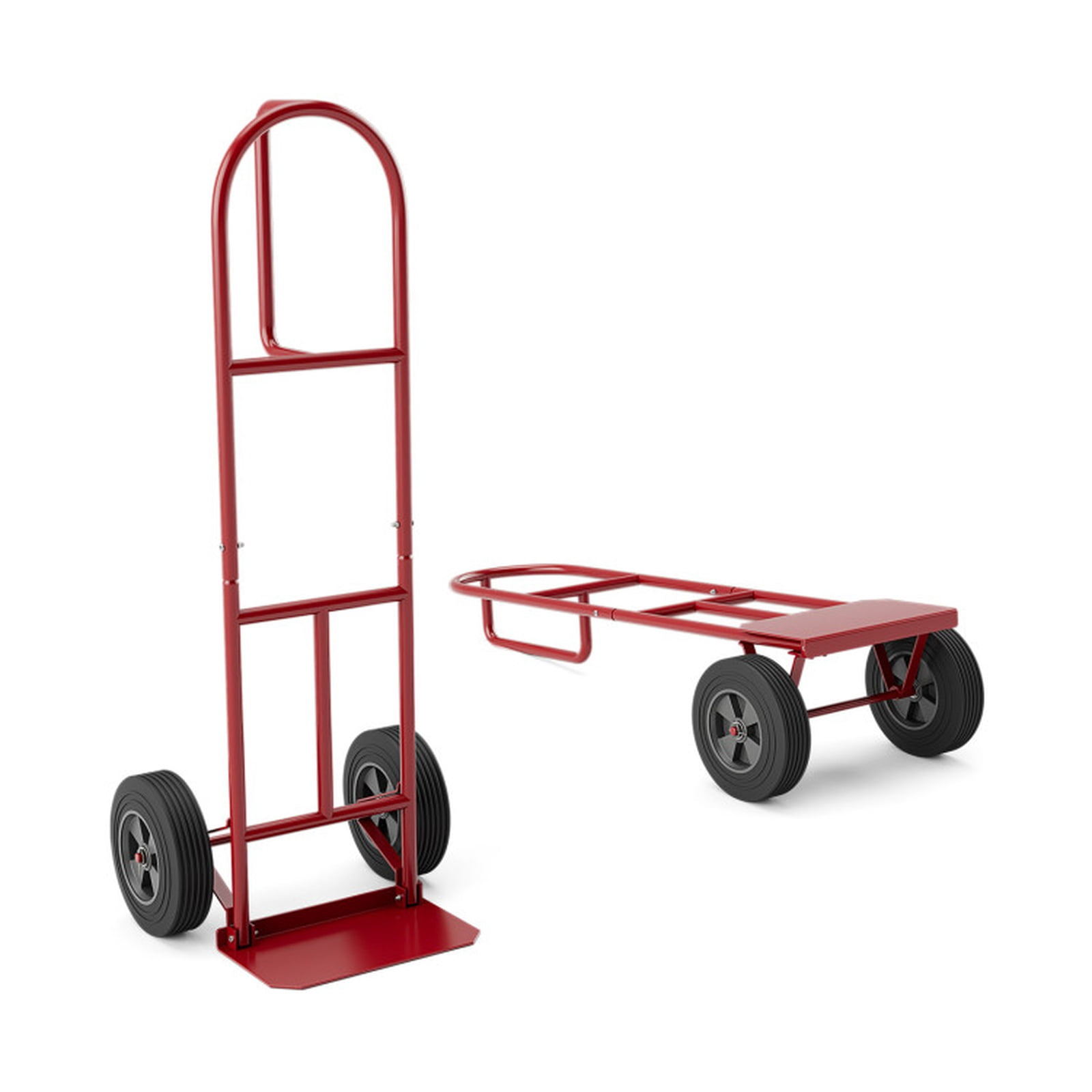 Biotree Hand Truck 660 lbs Capacity Sack Truck Dolly with 10 Inch Wheels and Foldable Toe Plate, Red