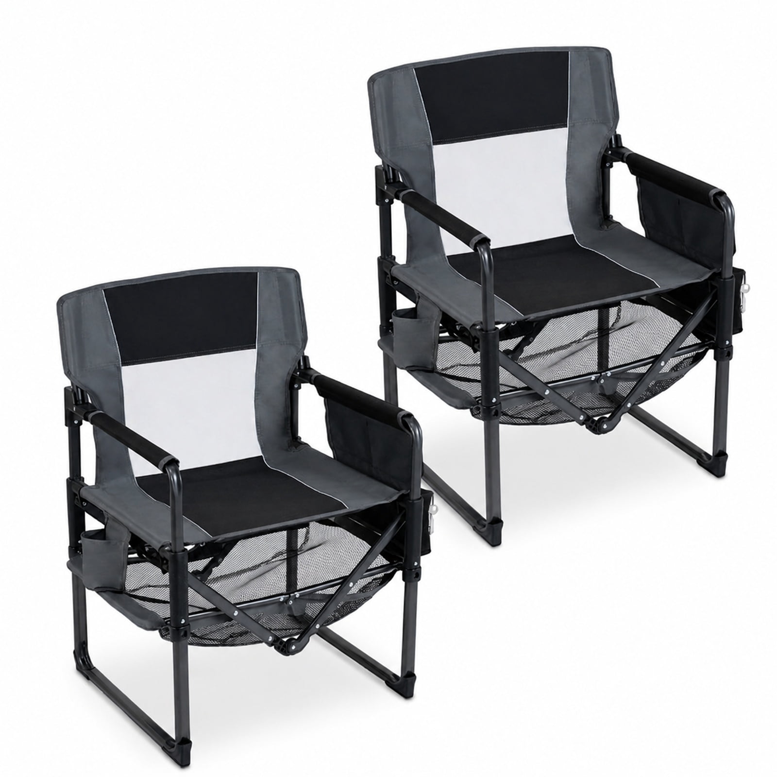 Biotree Heavy Duty Outdoor Camping Chair with Cup Holder and Bottle Opener, for Patio Garden Backyard Camping, Supports 330 lbs, Black