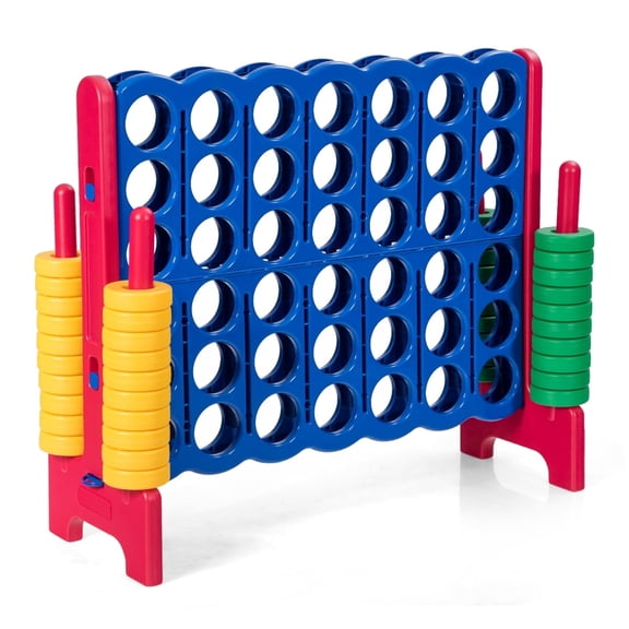 Redsmile Jumbo 4-to-Score Giant Game Set with 42 Jumbo Rings and Quick-Release Slider-Red Red - Outdoor Backyard Lawn Party Game for Kids Adults