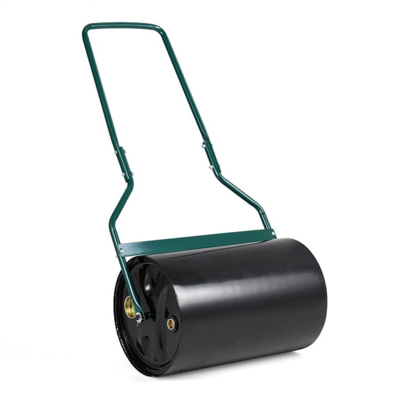 Biotree Lawn Roller 12 Gallon, Water and Sand Filled Push Pull Garden Drum Roller with U-Shape Handle and Scraper Bar for Sod Seeding, Black