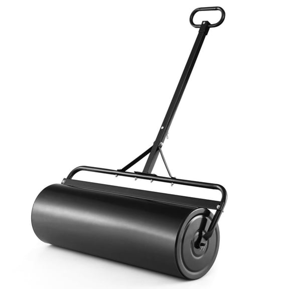Biotree Metal Lawn Roller with Detachable Gripping Handle for Outdoor Lawn Garden Yard Sod Seed Push Tow Roller, Black