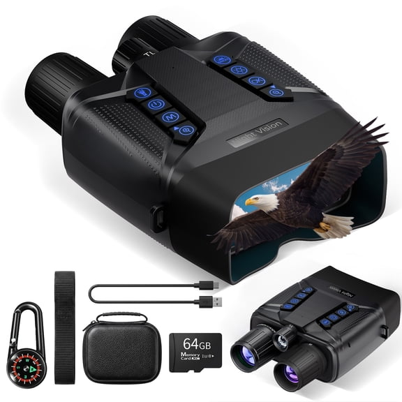 4K Night Vision Goggles for Adults Hunting, 8X Digital Night Vision Binoculars, 3.99" Large Screen, 64GB Card, 2000FT Range, 40MP Photo & Video
