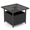 Biotree Outdoor Patio Rattan Wicker Steel Side Deck Table, Dark Brown ...