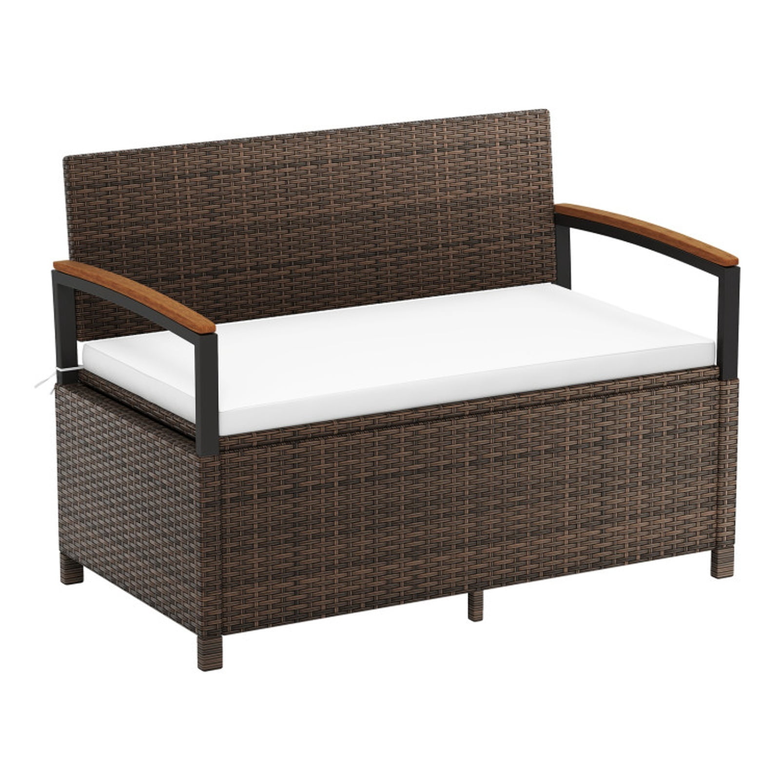 Biotree Outdoor Storage Bench Deck Box Patio Furniture with Cushion Outdoor Waterproof for Patio Deck Garden Cushions, White