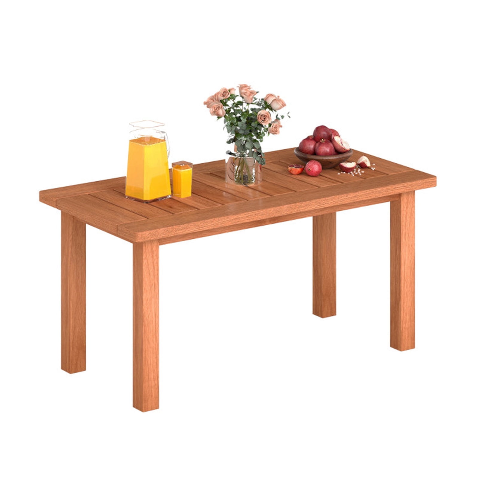 Biotree Outdoor Coffee Table Patio Coffee Table with Slatted Tabletop for Deck Poolside Porch Backyard, Natural